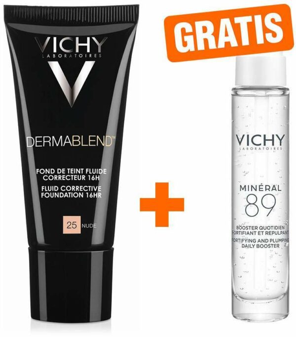 Vichy Dermablend Make-Up Nr.25 Nude 30 ml Flüssigkeit + gratis Vichy Mineral 89 Probe 10 ml