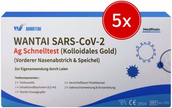 Wantai SARS-CoV-2 Ag Schnelltest 2 in 1 Test 5 x 1 Stück