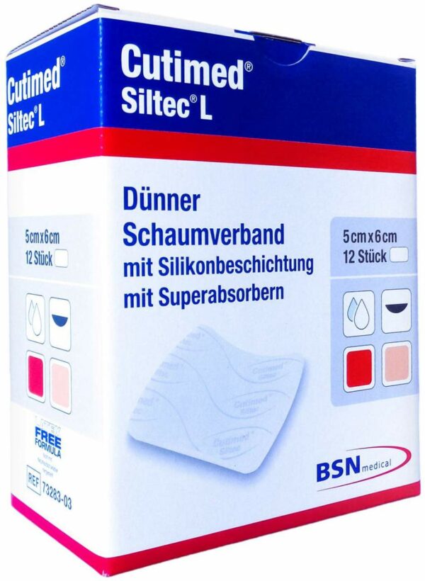 Cutimed Siltec L Schaumverband 5x6cm Dünn Sanft Haftend 12...