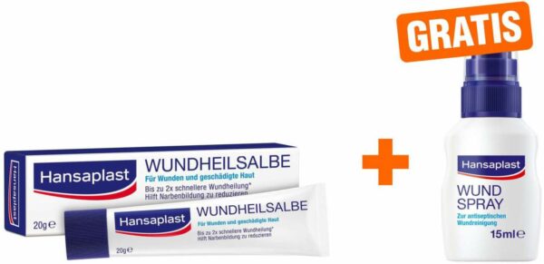 Hansaplast Wundheilsalbe 20g + gratis Wundspray zur Wundreinigung 15 ml