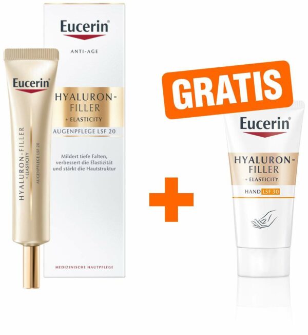 Eucerin Hyaluron Filler + Elasticity Augenpflege LSF15 15 ml + gratis Elasticity Handcreme 20 ml