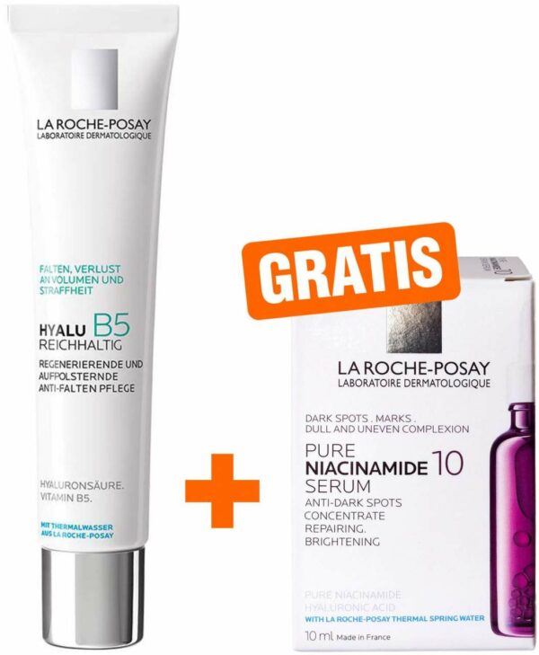 Roche Posay Hyalu B5 Pflege reichhaltige 40 ml Creme + gratis Niacinamide Serum 10 ml