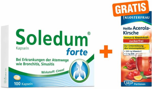 Soledum Kapseln Forte 100 Kapseln + gratis Acerola - Kirsche zfr. 10 Beutel