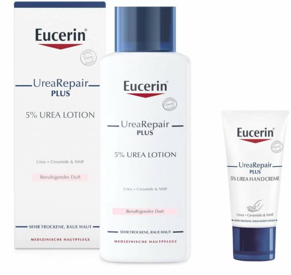 Eucerin UreaRepair Plus Lotion 5 % mit Duft 250 ml + gratis Euceri Handcreme 5% 30 ml