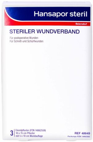 Hansapor Steril Wundverband 10 X 15 cm 3 Stück