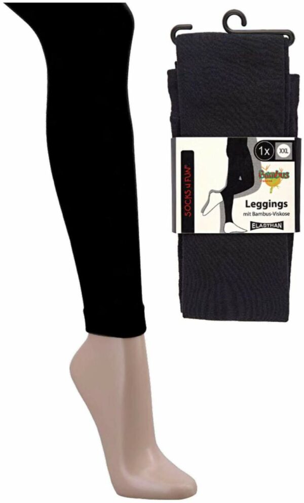 Damen Leggings Bambus Größe 50-54 schwarz