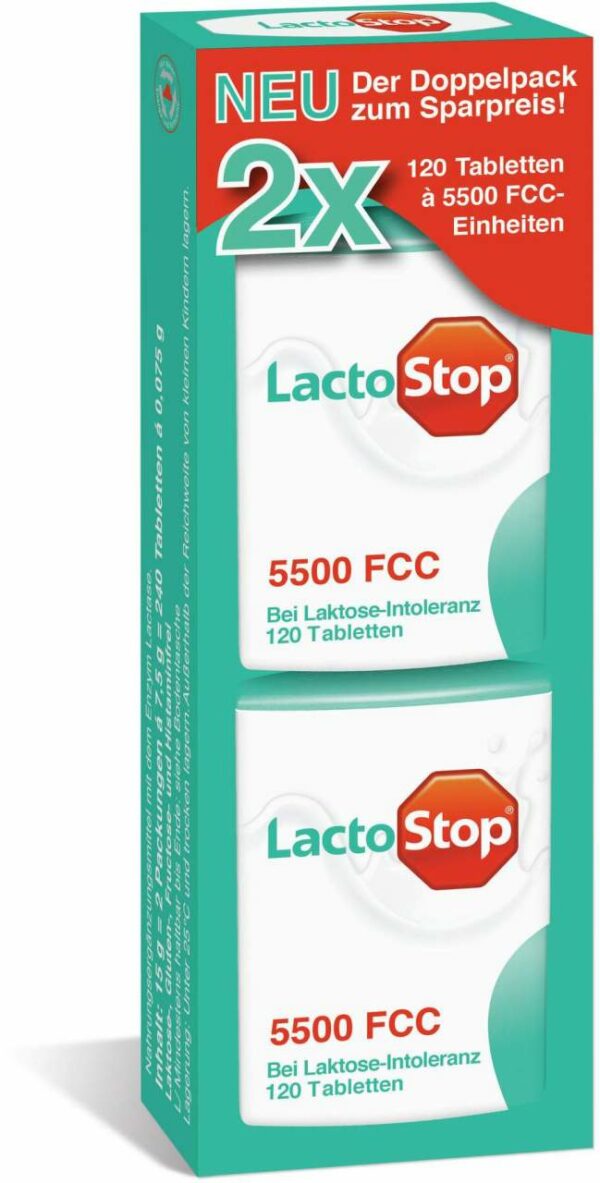 Lactostop 5.500 Fcc Tabletten Klickspender Doppelpackung 2 x 120 Tabletten