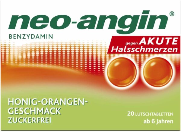 Neo angin Benzydamin Honig - Orange 20 Lutschtabletten