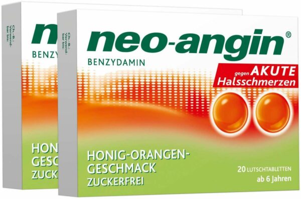 Neo angin Benzydamin Honig-Orange 2 x 20 Lutschtabletten