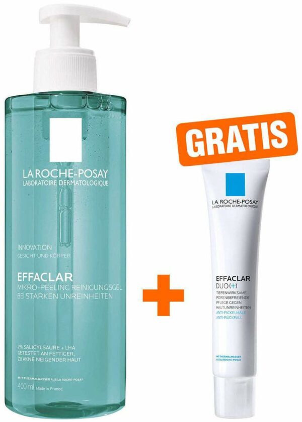 La Roche-Posay Effaclar Mikro-Peeling Reinigungsgel 400 ml + gratis Effaclar Duo (+) 15 ml