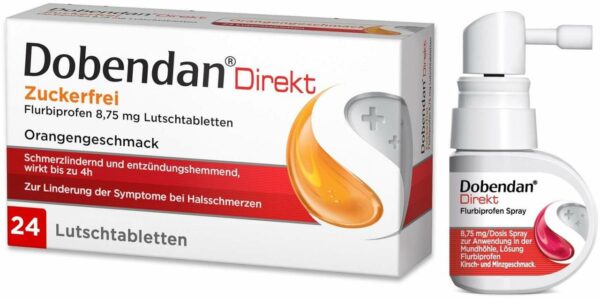 Sparset Dobendan direkt zuckerfrei Flurbiprofen 24 Lutschtabl. + Dobendan direkt Flurbiprofen 15 ml Spray