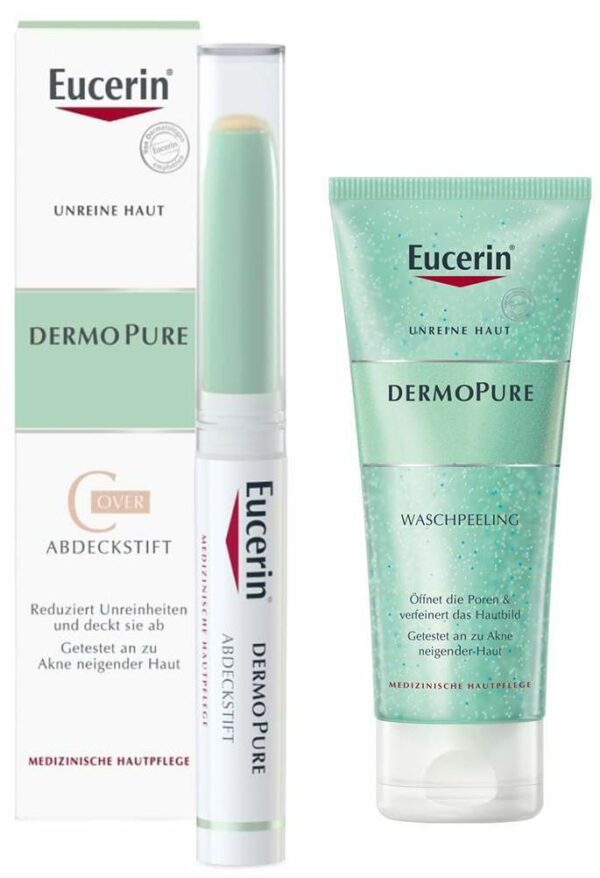 Eucerin DermoPure Abdeckstift 2 g + gratis Eucerin DermoPure Waschpeeling 100 ml