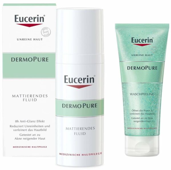 Eucerin DermoPure mattierendes Fluid 50 ml + gratis Eucerin DermoPure Waschpeeling 100 ml