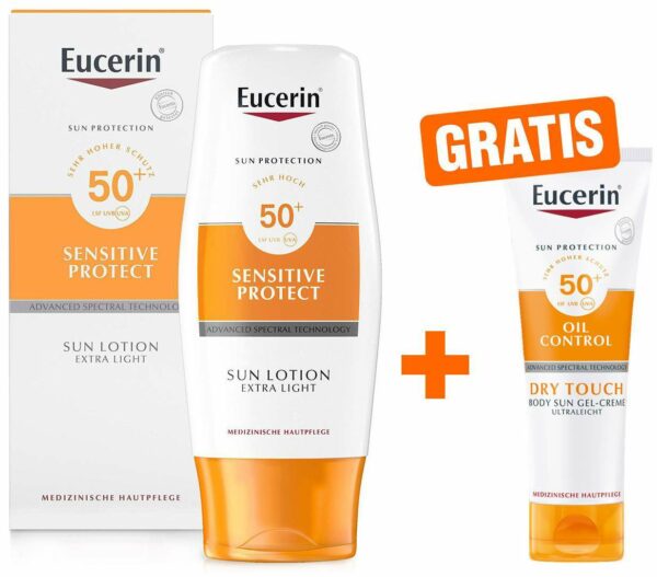 Eucerin Sensitive Protect Sun Lotion Extra Light LSF 50+ + gratis Body LSF50 50 ml Gel-Creme