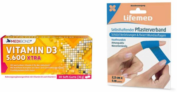 Vitamin D3 5600 XTRA Medibond 30 Soft Gums + gratis selbsthaftender Verband