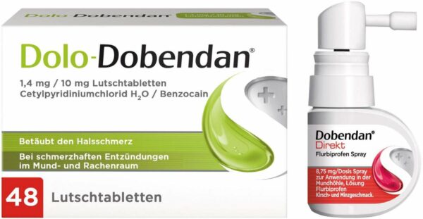 Sparset Dolo Dobendan 48 Lutschtabletten + Dobendan Direkt Flurbiprofen Halsspray 15 ml